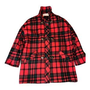 VINTAGE Stephanie Mathews II Women's Coat Jacket Plaid Wool Blend USA